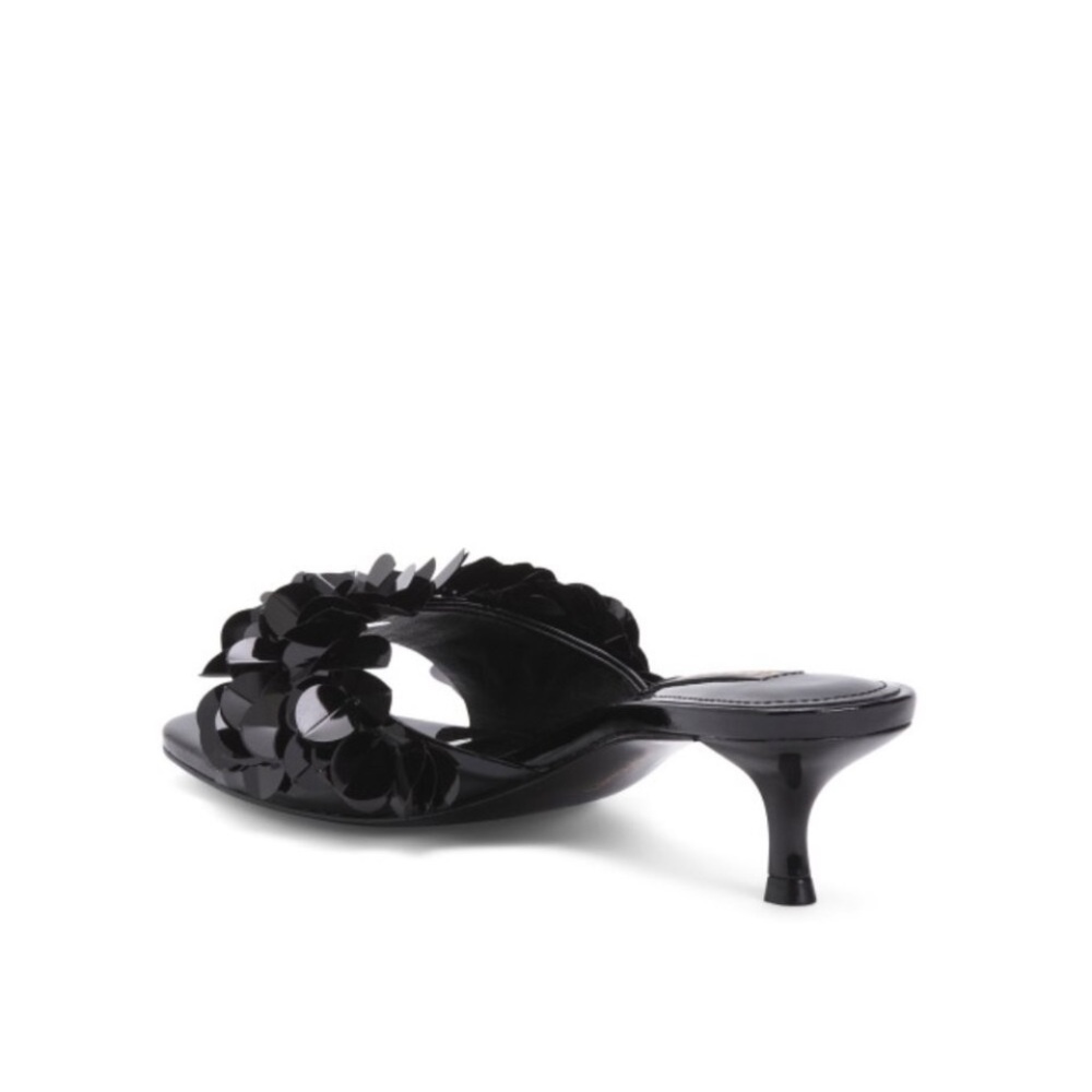 NIB LARROUDE Black Made In Brazil Leather Handmade Greta Disco Heeled Sandals